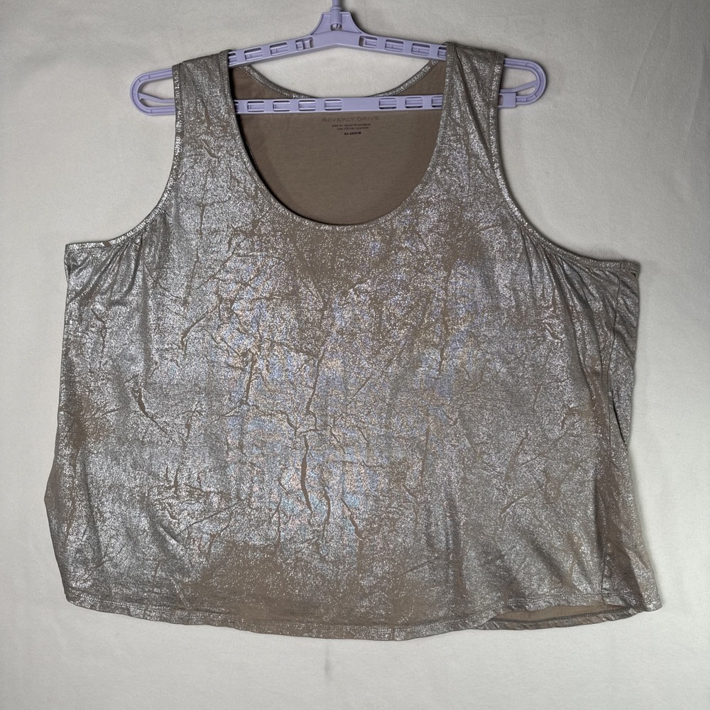 Beverly Drive Womens Tan Silver Tank Top Size 24-26 Preowned Good